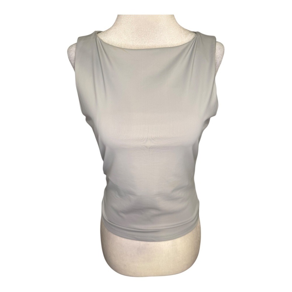 LUSH Ice Blue Sleeveless Ruched Tank Top Size Medium NWT